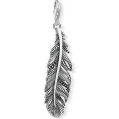 Thomas Sabo Charm Club Feather Charm Pendant - Silver/Black