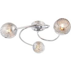 Stainless Steel Ceiling Flush Lights Endon Aerith 3Lt Semi Ceiling Flush Light ∅ 47.5cm