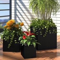 vidaXL Garden Square Pot 3 pack Krukke
