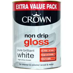 Crown Non Drip Gloss Metal Paint, Wood Paint Brilliant White 1.25L