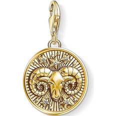 Thomas Sabo Charm Club Zodiac Sign Aries Charm Pendant - Gold/White