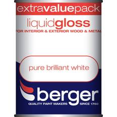 Berger Liquid Gloss Metal Paint, Wood Paint Brilliant White 1.25L