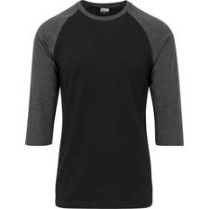 Contrast 3/4 Sleeve Raglan T-shirt - Black/Charcoal