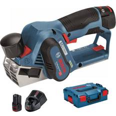 Bosch Rabots Électriques Bosch GHO 12V-20 + 2 Batteries 3Ah + Chargeur + Coffret L-BOXX 06015A7001