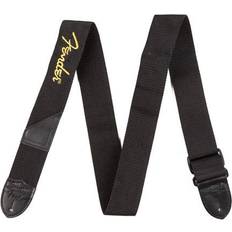 Gris Correas Fender 2" Black Poly Strap with Yellow Logo