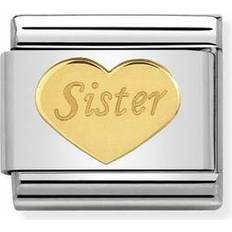 Nomination Composable Classic Link Sister Heart Charm - Silver/Gold