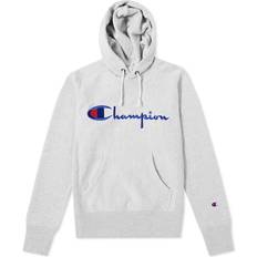 Champion reverse weave sweatshirt Champion Script Logo Reverse Weave Hoodie - Light Grey