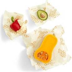 Beige Plastic Bags & Foil Bee's Wrap Starter Pack 3 Beeswax Cloth 3pcs