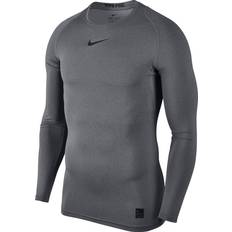 Compression t shirt NIKE Pro Long Sleeve Top Men - Carbon Heather/Black/Black