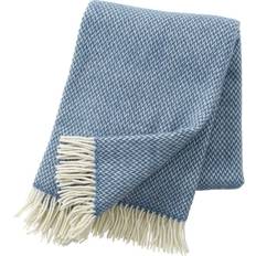 Klippan Yllefabrik Plaid En Laine Pulse China Blue (Bleu) Couverture Bleu (200x130cm)