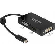 Kabels DeLock USB C-VGA/HDMI/DVI M-F