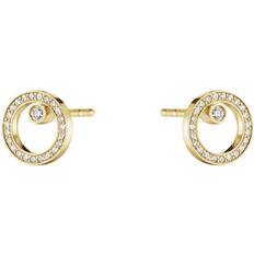 Georg Jensen 18K Yellow Gold Halo Diamond Circle Stud Earrings