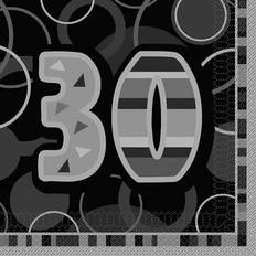 Partytajm Napkins Glitz 30 Years Black 16-pack