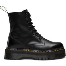 Jadon Smooth Leather Platform  Boots- Black