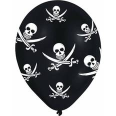 Amscan Latex Ballon All Round Printed Jolly Roger Black 6-pack