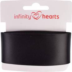 Svarta Band Infinity Hearts Satinband Dubbelsidig 38mm 030 Svart - 5m