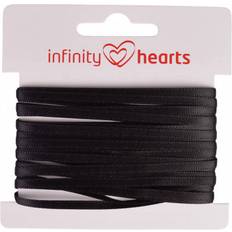 Svarta Band Infinity Hearts Satinband Dubbelsidig 3mm 030 Schwarz - 5m