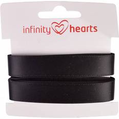 Svarta Band Infinity Hearts Satinband Dubbelsidig 15mm 030 Svart - 5m