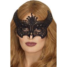 Halloween Mascherine per gli occhi Smiffys Maschera di pizzo nero con corna