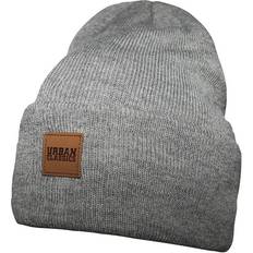 Unisex Mützen Urban Classics Leatherpatch Long Beanie - Grey