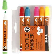 Røde Tekstiltusjer Textile Marker Neon Colours 2-4mm 6 Pieces