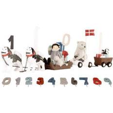 Kids by Friis Birthday Trains Dog sled with 11 Numbers & 2 Flags