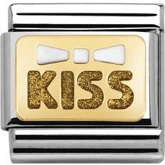 Nomination Composable Classic Link White Bow Kiss Charm - Silver/Gold/White