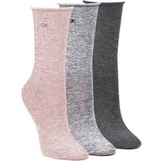 Calvin Klein Emma Roll Top Crew Socks 3-pack - Pink/Grey