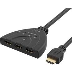 Hdmi switch med ljud Deltaco HDMI-3HDMI 2.0 M-F 0.5m