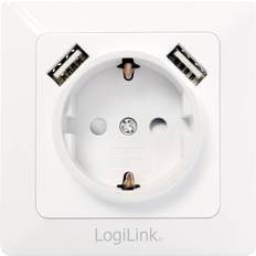 2 USB-porte Stikkontakter LogiLink PA0162 1-way