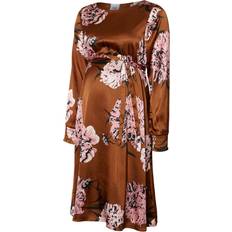 Marrone Abbigliamento premaman e per l'allattamento Mamalicious Flower Printed Maternity Dress Brown/Monks Robe (20009362)