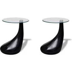 Small Tables vidaXL Round Top High Gloss Black Small Table 16.5" 2