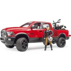 Bruder RAM 2500 Power Wagon with scrambler Ducati Desert Sled and driver