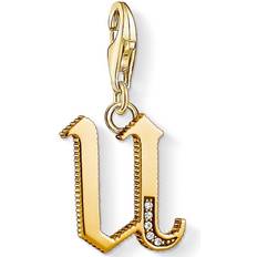 Charm Club Letter U Charm Pendant - Gold/White