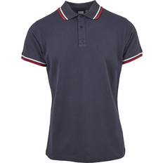 Urban Classics Double Stripe Polo Shirt - Navy/White/Fire Red