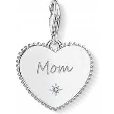 Thomas Sabo Charm Club Heart Mum Charm Pendant - Silver/White