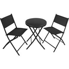 tectake Muebles Para Balcón Düsseldorf 2+1 - Schwarz Conjunto de Bistró, 1 Mesa incl. 2 Sillas