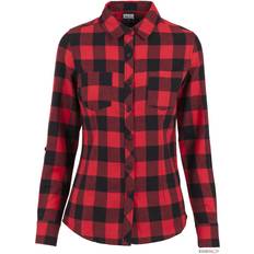 Donna - Rosso Camicie Urban Classics Turnup Checked Flanell Shirt - Blk/Red