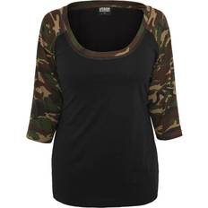 Urban Classics 3/4 Contrast Raglan T-Shirt - Blk/Woodcamo