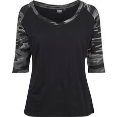 Camouflage T-Shirts Urban Classics 3/4 Contrast Raglan T-Shirt - Black/Darkcamo