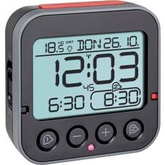 TFA Dostmann 60.2550.01 radiopiloté(e) Réveil noir Heures de réveil 2
