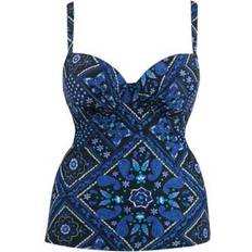 Open Back Tankinis Curvy Kate Free Spirit Padded Balcony Tankini Top - Blue Mix