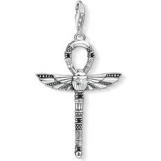Thomas Sabo Charm Club Cross of Life Ankh with Scarab Charm Pendant - Silver/Black