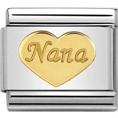 Nomination Composable Classic Heart Nana Link Stainless Steel/Gold Charm (030162 43)