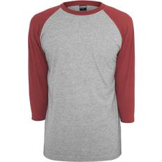 Urban Classics Contrast 3/4 Sleeve Raglan T-shirt - Grey/Ruby