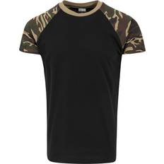 Urban Classics Raglan Contrast T-Shirt - Black/Wood Camo