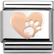 Rose Gold Charms & Pendants Nomination Composable Classic Link Heart With Paw Charm - Silver/Rose Gold