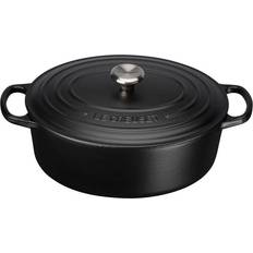 Le creuset 4.1 Le Creuset Matte Black Signature Cast Iron Oval med lock 4.1 L