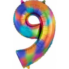 Number Balloons Amscan Foil Balloon SuperShape Number 9 Rainbow Splash