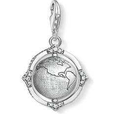 Herren - Mit Verschluss Charms & Anhänger Thomas Sabo Charm Club Vintage Globe Charm Pendant - Silver/White